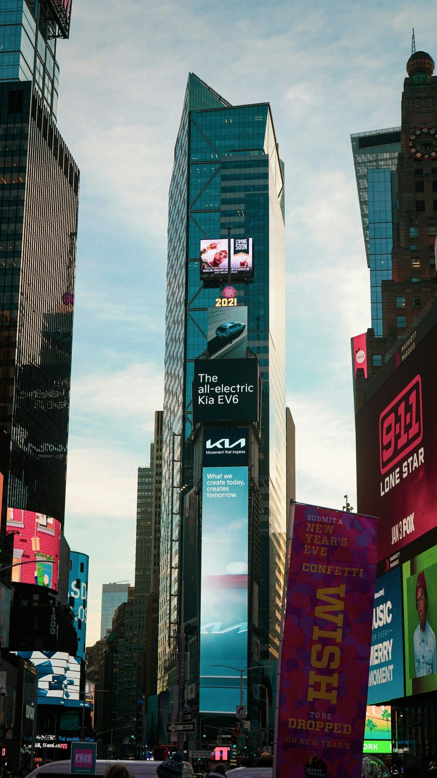 a city street filled with lots of tall buildings